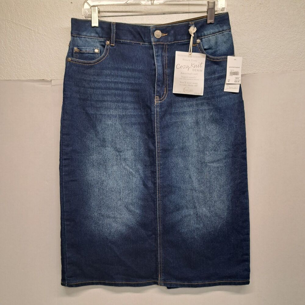 Cato French Terry Cozy Knit Denim Skirt Women's 10